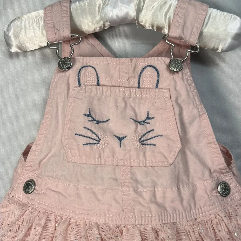 OshKosh B’Gosh Pink bunny and tail tulle skirt overall dress size 24 months